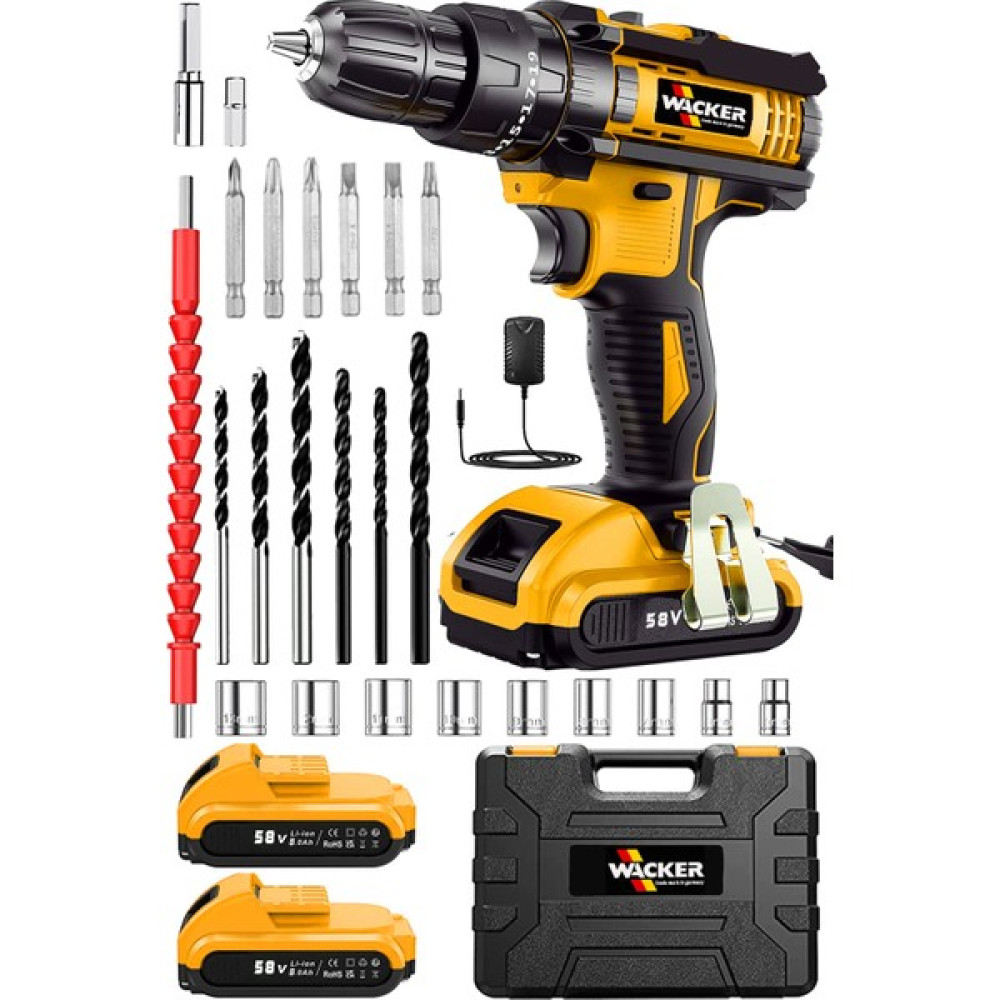 Wacker Pro Germany Instiyle 58 V 12 Ah Bakır Sargılı Çelik Şanzuman Çift Akülü Şarjlı Matkap Vidalama + Tamir Seti Elektrikli El Aletleri Fiyatı