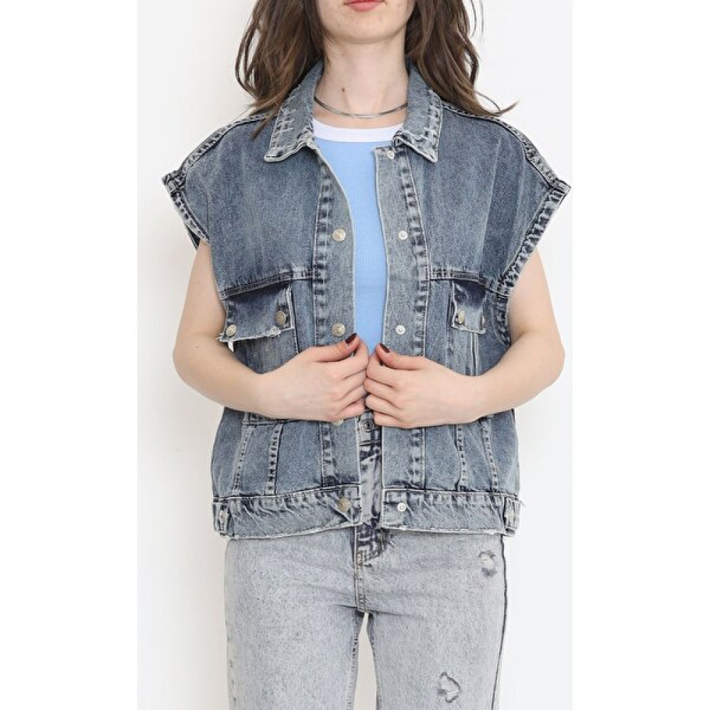 Walens Fashion Kot Yelek Mavi - 1402.1367. Kadın Yelek Fiyatı