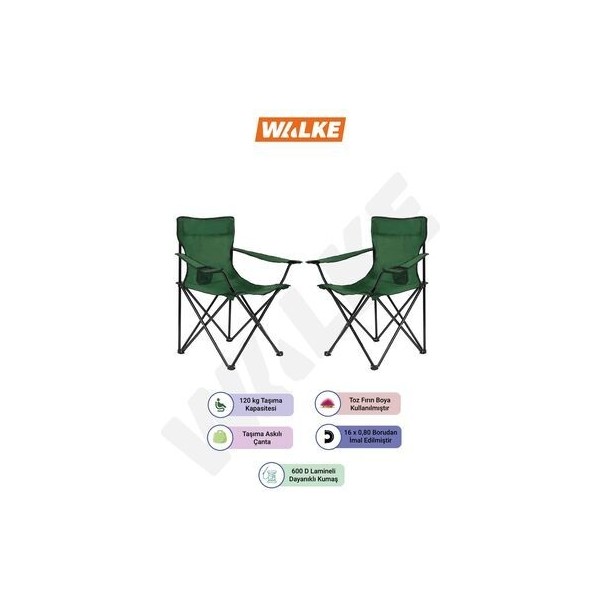 Walke 2 Li Katlanabilir Kamp Sandalyesi Piknik Sandalyesi Plaj Sandalyesi Yeşil Taşıma Çantalı Kamp Sandalyesi Fiyatı