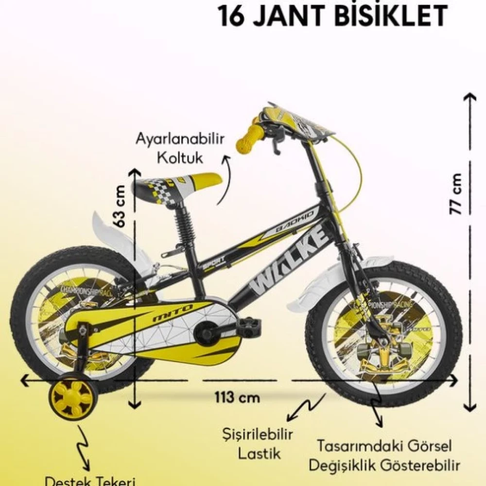 Walke Mito 16 Jant Cocuk Bisikleti Sari Çocuk Bisikletleri Fiyatı