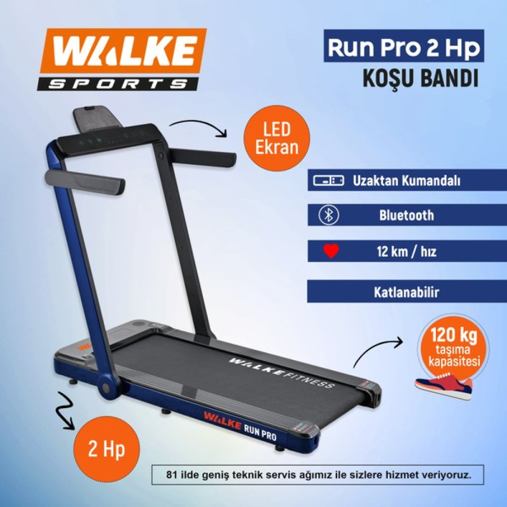 Walke Run Pro 2 Hp Katlanabilir Yeni Nesil Koşu Bandı Mavi Koşu Bantları Fiyatı