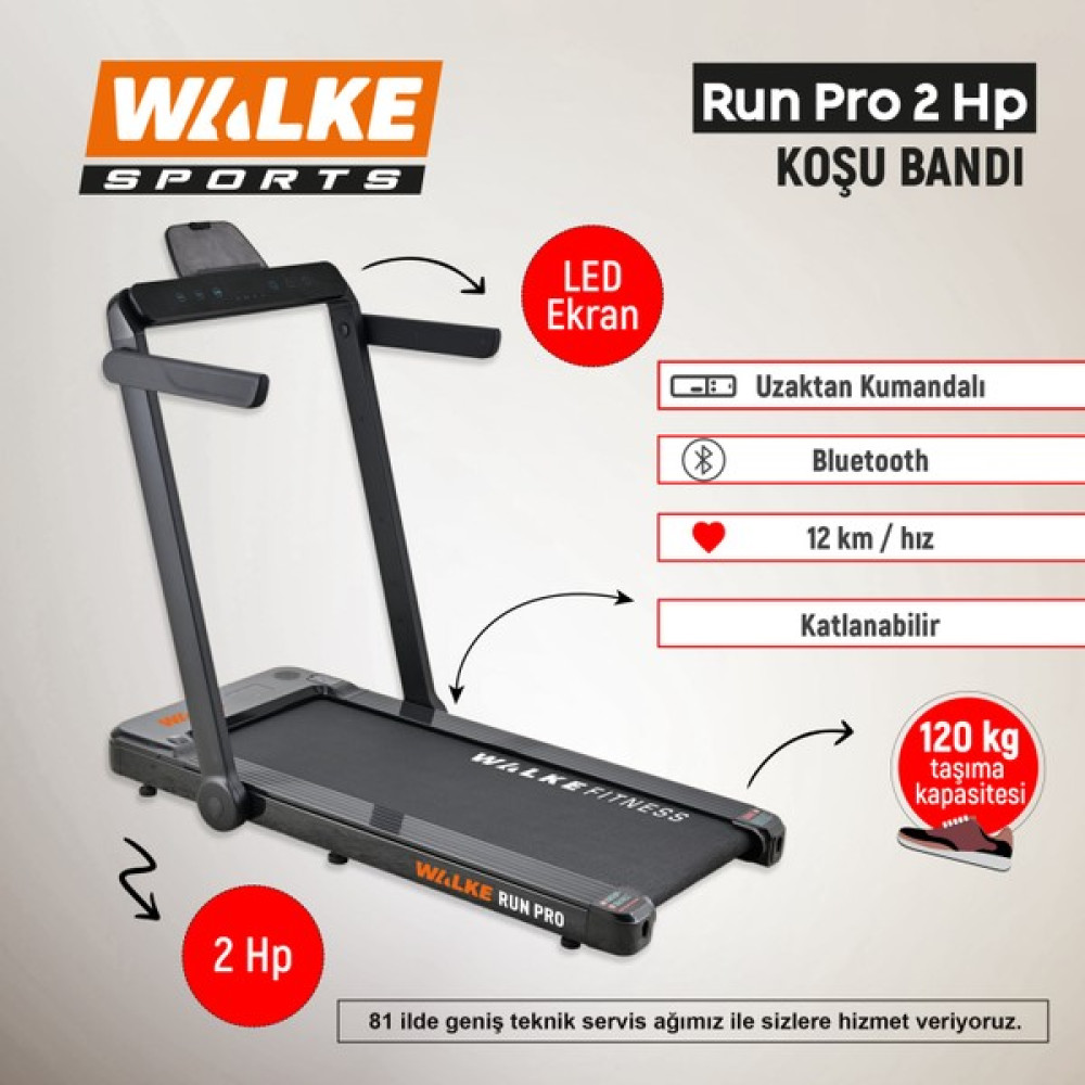 Walke Run Pro 2 Hp Katlanabilir Yeni Nesil Koşu Bandı Siyah Koşu Bantları Fiyatı