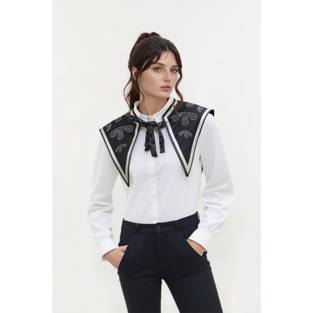Walkenzo Geometrik El Işi Desenli Zarif ve Modern Stil Kadın Omuz Şalı Şal Fiyatı