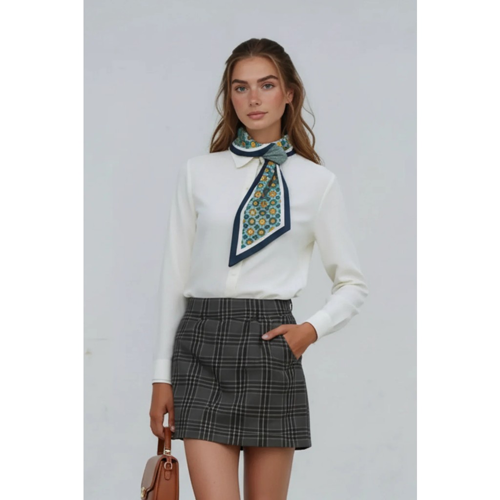Walkenzo Vintage Esintili Çiçek Desenli Modern Tasarım Kadın Kravat Fular Şal Fiyatı
