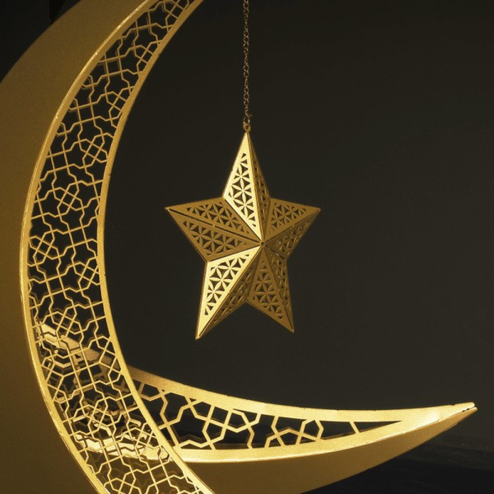 Wall Art İstanbul 3 Boyutlu Hilal ve Yıldız Metal Islami Dekor 54 x 37 cm - Ev Dekorasyonu - WAMH110 Biblo Fiyatı