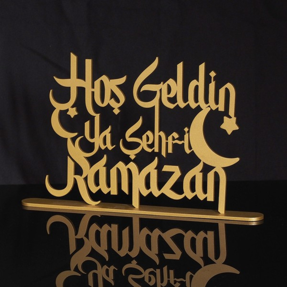 Wall Art İstanbul "hoş Geldin Ya Şehri Ramazan" Yazılı Metal Masaüstü Dekor - Ramazan Dekorasyonu - WAMH129 Hediyelik Eşya Fiyatı