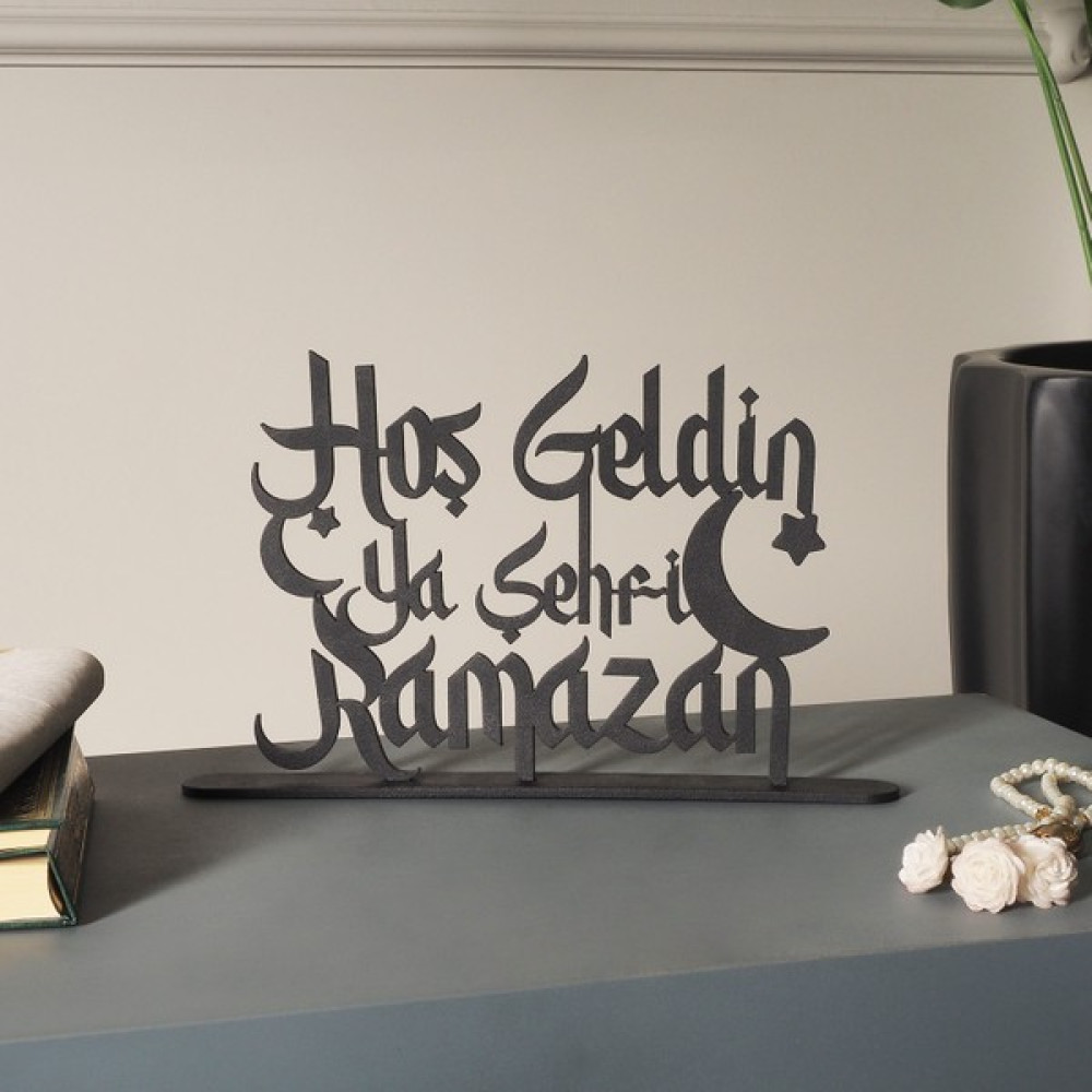 Wall Art İstanbul "hoş Geldin Ya Şehri Ramazan" Yazılı Metal Masaüstü Dekor - Ramazan Dekorasyonu - WAMH129 - Siyah Hediyelik Eşya Fiyatı
