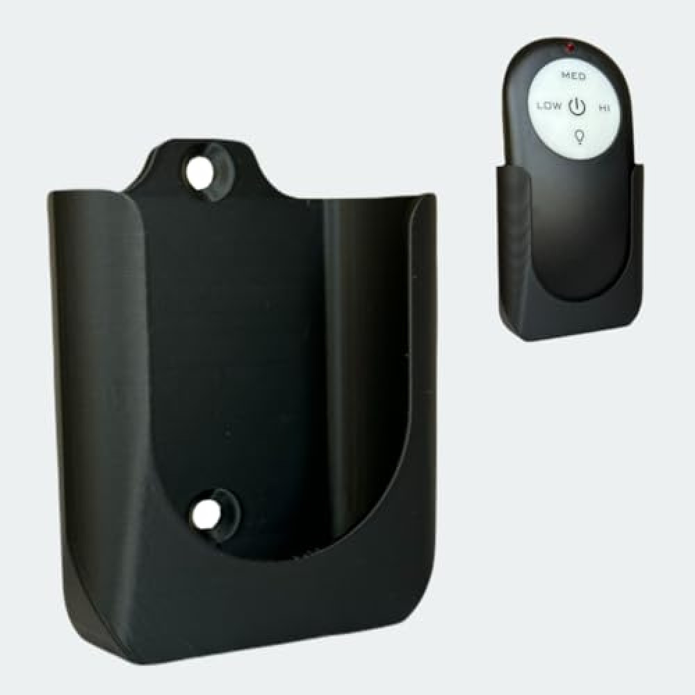Wall Mount Remote Holder for Home Decorators Merwry Fan, Black, with 3M Command Tape and Drywall Screws