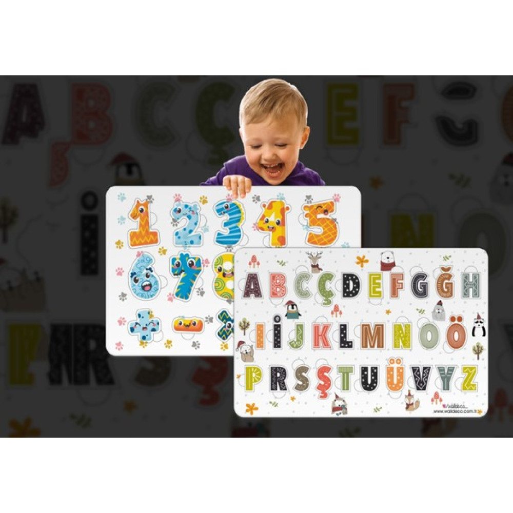 Walldeco 2'li Set Harfler ve Rakamlar Bul-Tak Eğitici Ahşap Çocuk Puzzle Eğitici Oyuncak Fiyatı