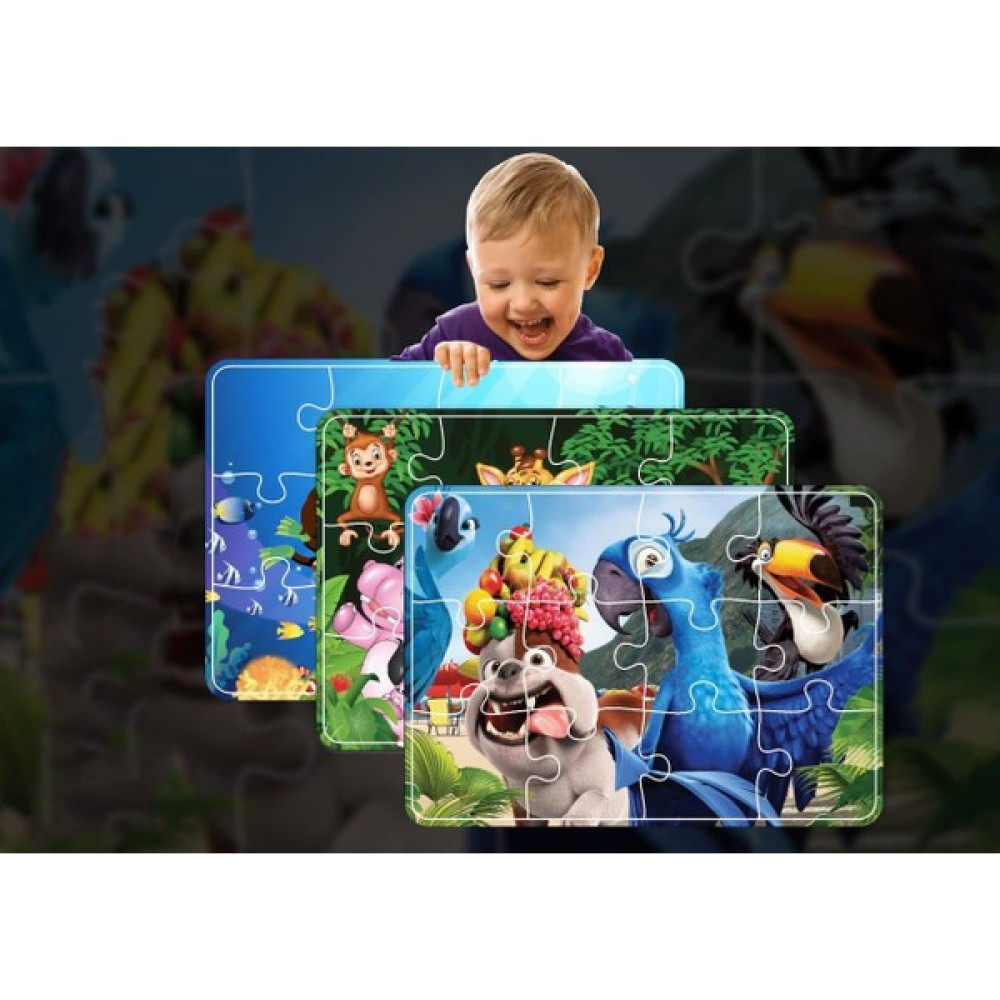 Walldeco 3'lü Hayvanlar 12 Parça Ahşap Çocuk Puzzle Eğitici Oyuncak Fiyatı