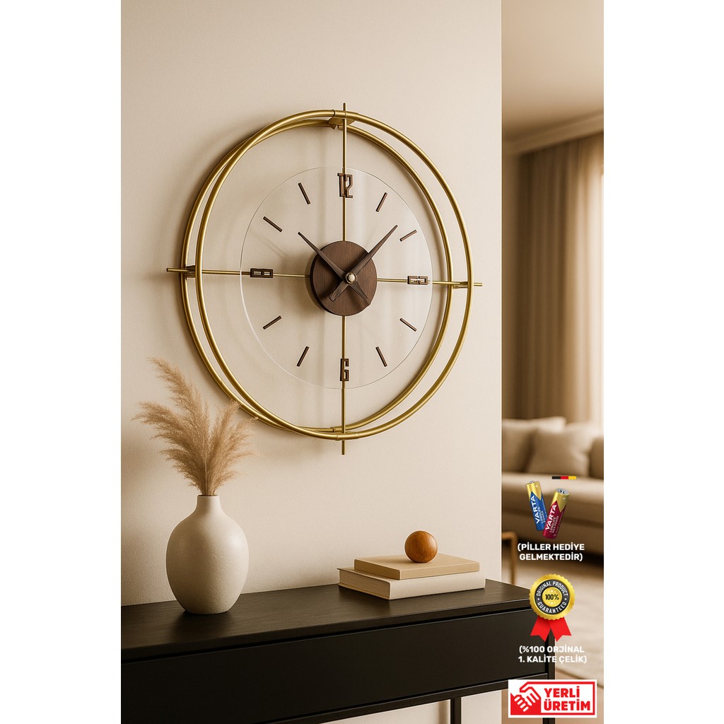 Wallover Design Jumbo Modern Sessiz Duvar Saati – Gold/ceviz Detaylı, Quartz Mekanizmalı Metal Duvar Saati 55X55 cm - Altın - 50 x 50 cm SSD / Solid State Drive Fiyatı