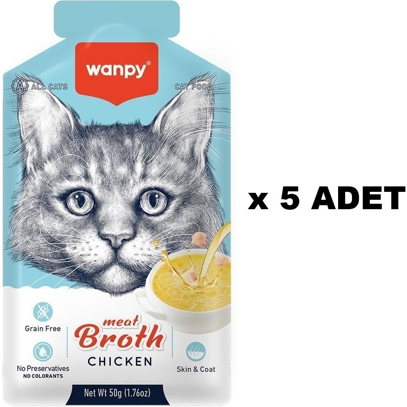 Wanpy Kediler Için Tavuk Eti Çorbası 50 gr x 5 Adet Evcil Hayvan Ürünleri Fiyatı