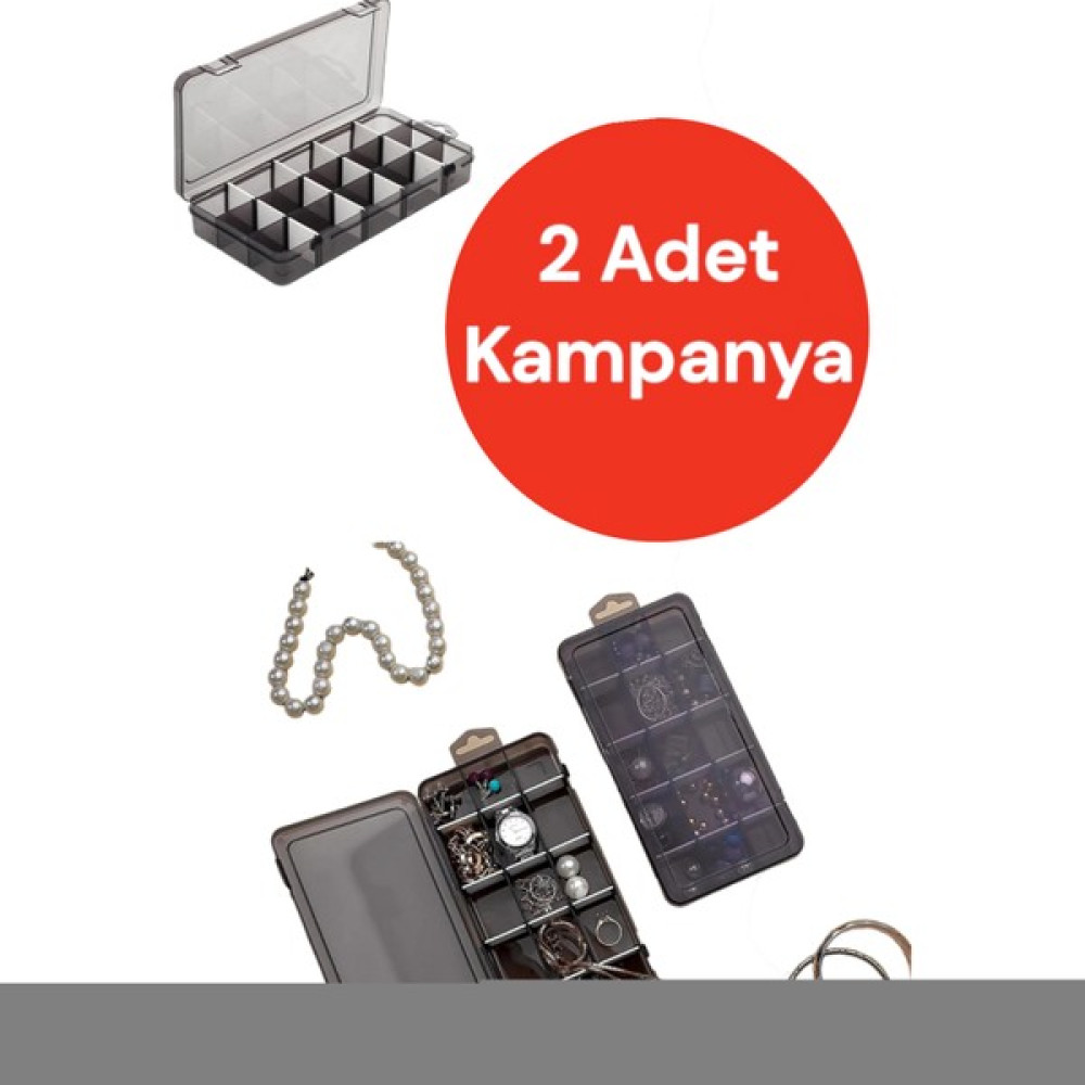 Wansatti 2'li Set 15 Bölmeli Ayarlanabilir Takı Organizeri, Boncuk Küpe Kolye Yüzük Toka Kutusu Düzenleyici Eşya Saklama Kutusu Fiyatı