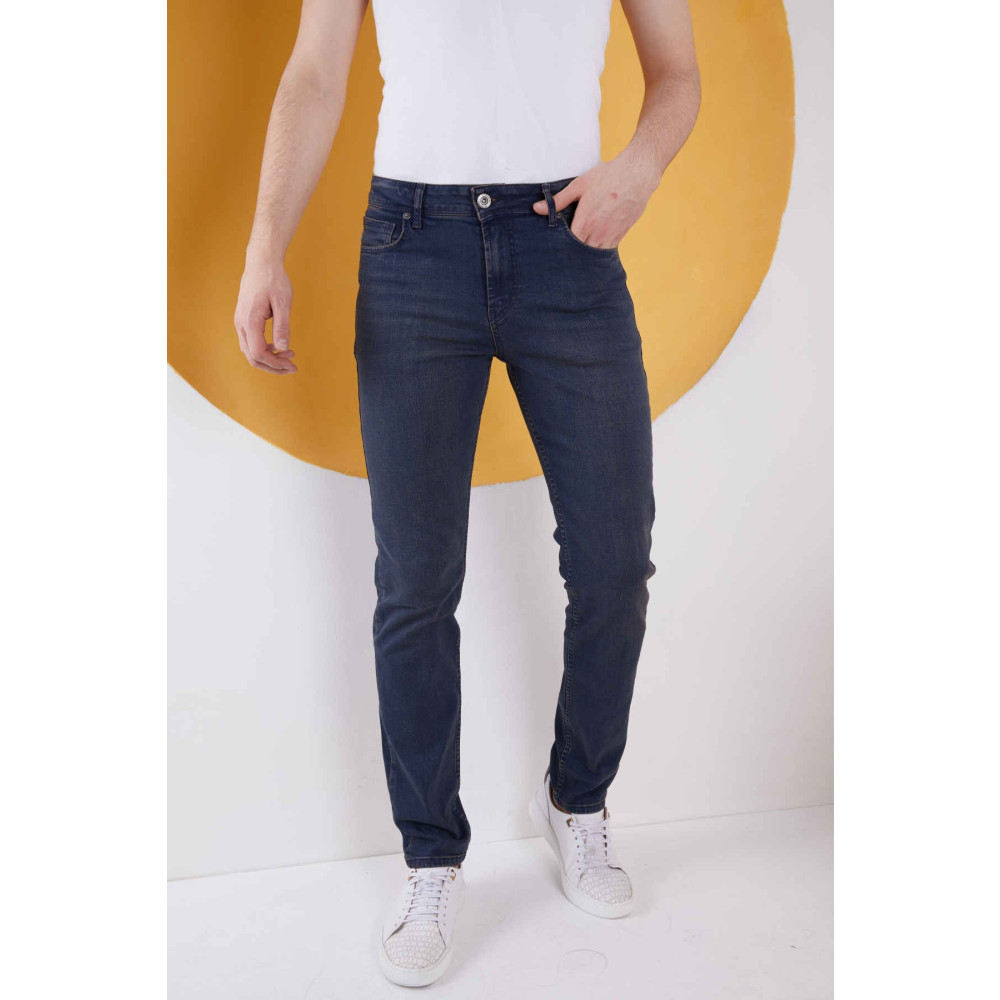 wanted Erkek Koyu Lacivert Düz Klasik Rahat Kesim Regular Fit Likralı Kot Jeans 31/33 Beden Bayan Jeans / Kot Pantolon Fiyatı
