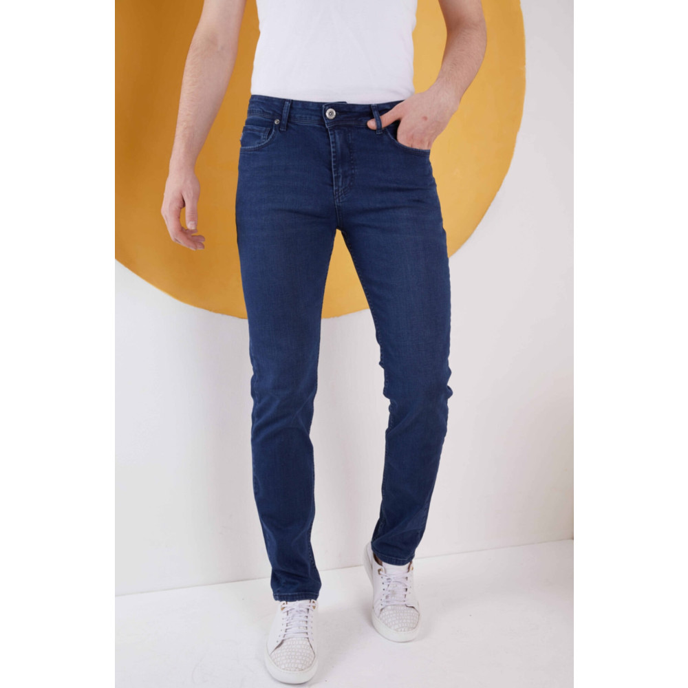 wanted Erkek Lacivert Düz Klasik Rahat Kesim Regular Fit Likralı Kot Jeans 30 Beden Bayan Jeans / Kot Pantolon Fiyatı