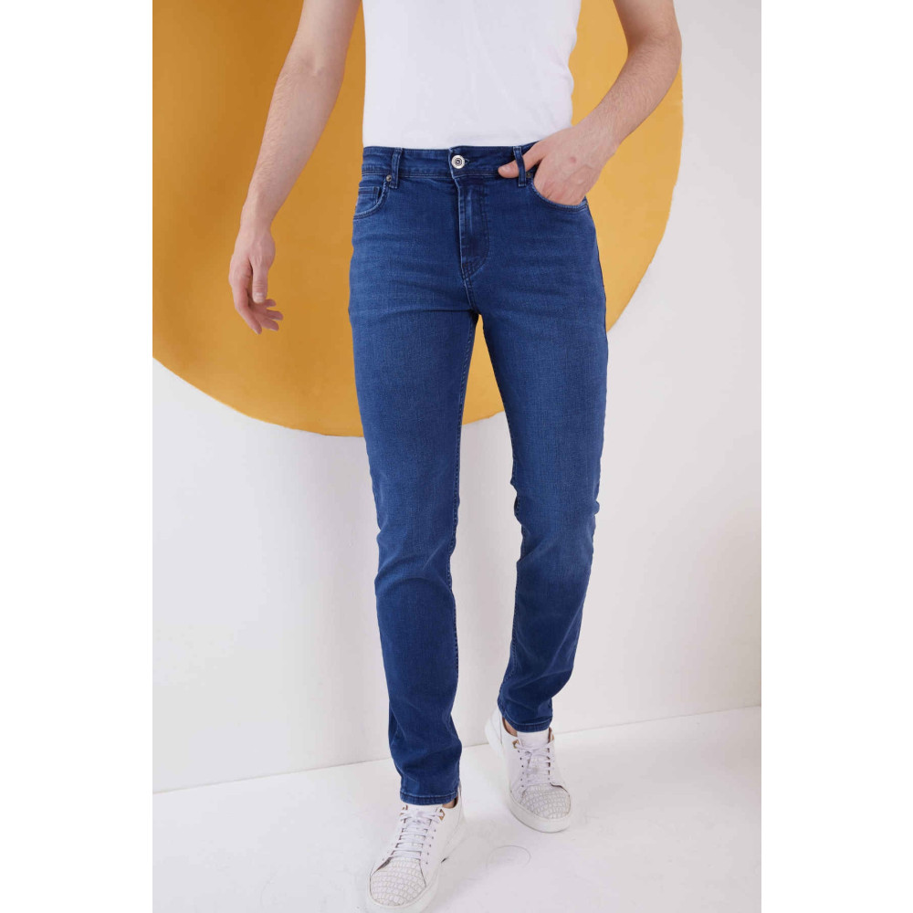 wanted Erkek Mavi Düz Klasik Rahat Kesim Regular Fit Likralı Kot Jeans 31/33 Beden Bayan Jeans / Kot Pantolon Fiyatı