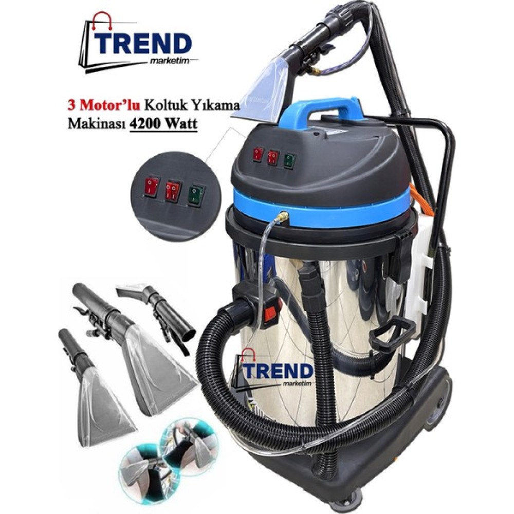 Wantoss 3 Motor'lu Koltuk Yıkama Makinası 3 Emiş 1 Püskürtme 4200 Watt - 4200 W Elektrikli El Aletleri Fiyatı