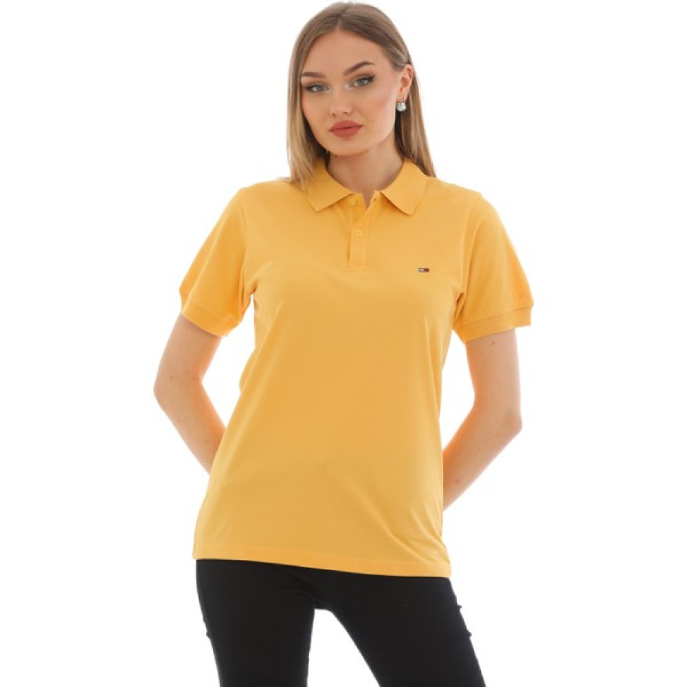 WAPP Kadın Hardal Pamuklu Likralı Polo Yaka Kısa Kollu Nakışlı Tişört Bayan T-shirt Fiyatı