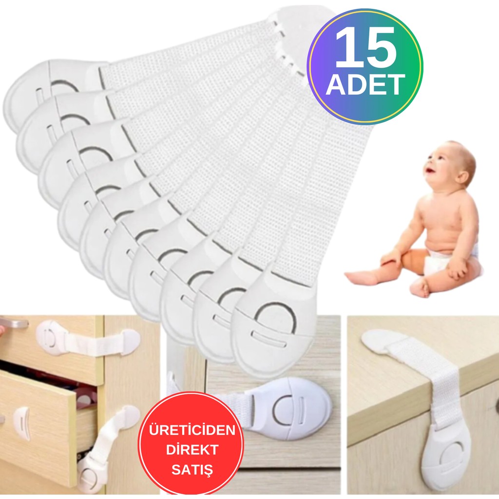 WAPPA 15 Adet Bebek Çocuk Güvenlik Dolap ve Çekmece Kilidi Çok Amaçlı Çocuk Kilit Süper Üstün Yapışma Diğer Fiyatı