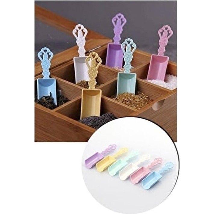 Wappa Plastik 6'lı Baharat Küreği Kaşığı Çok Renkli Tasarım ile 1 Kişilik Sofra Sunumuna Uygun Tuz, Şeker, Baharat Fiyatı