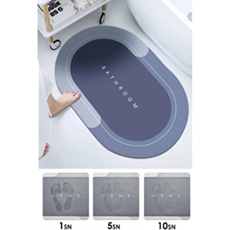 Wappa Su Emici Paspas Şık Tasarım Abdest Paspası Kaymaz Taban Diyatom 40*60 cm Oval Paspas - Gri Araca Özel Paspaslar Fiyatı