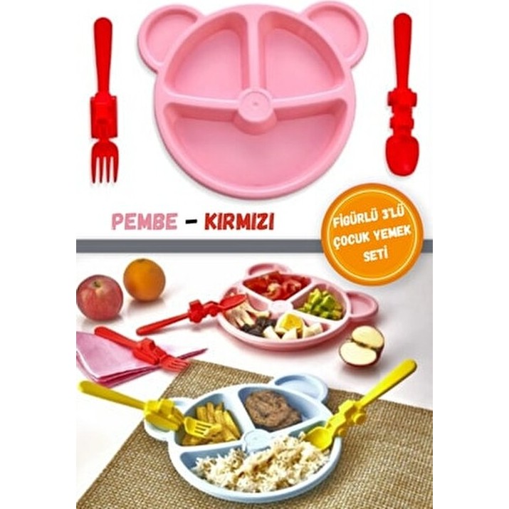 Wappa Tabak Çatal Kaşık Seti 3'lü Mama ve Yemek Seti Tabak Kaşık Çatal Takımı - Pembe Bebek Beslenme Gereçleri Fiyatı