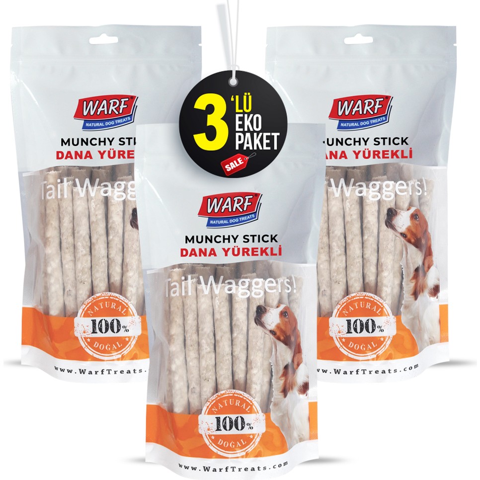 Warf Doğal Dana Yürekli Munchy Çubuk 3 Paket x 400 G Diğer Fiyatı