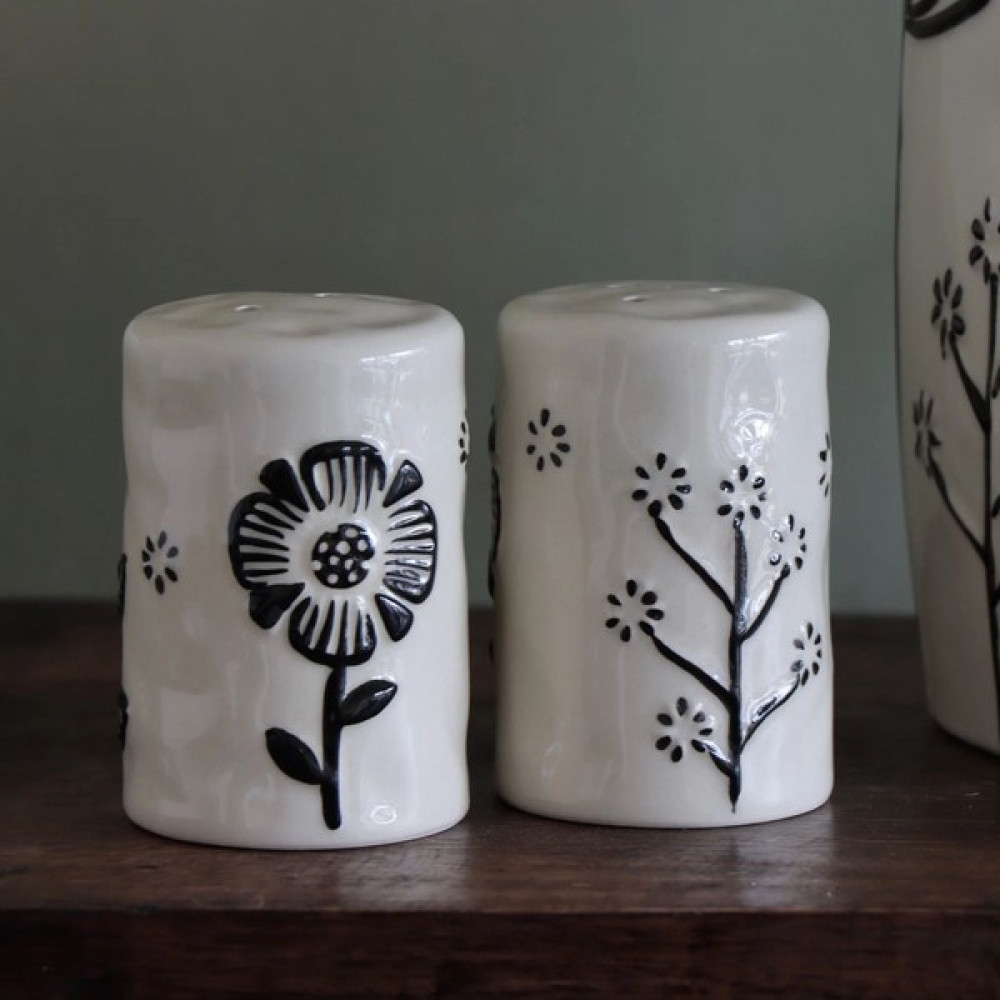 Warm Design Hand-Painted Çiçekler Desenli Tuzluk & Biberlik - Renkli - 180 ml Baharat Setleri & Baharatlıklar Fiyatı