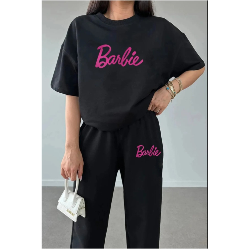 warn Kadın Barbie Baskılı Tshirt Eşofman Alt Üst Takımı XL/2XL Beden Kadın Giyim Fiyatı