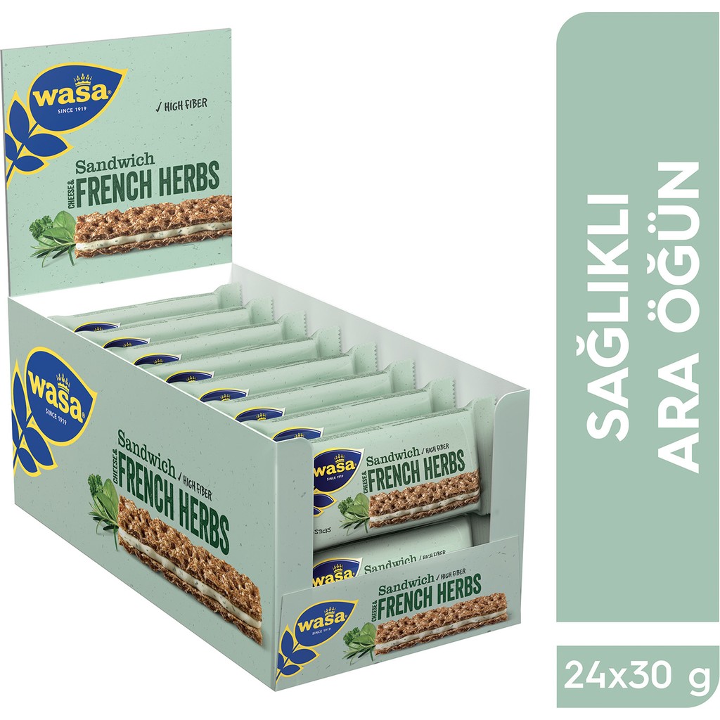 Wasa Baharatlı ve Krem Peynirli Sandviç/ Wasa Sandwich Cheese & French Herbs (24'lü koli) Tuz, Şeker, Baharat Fiyatı