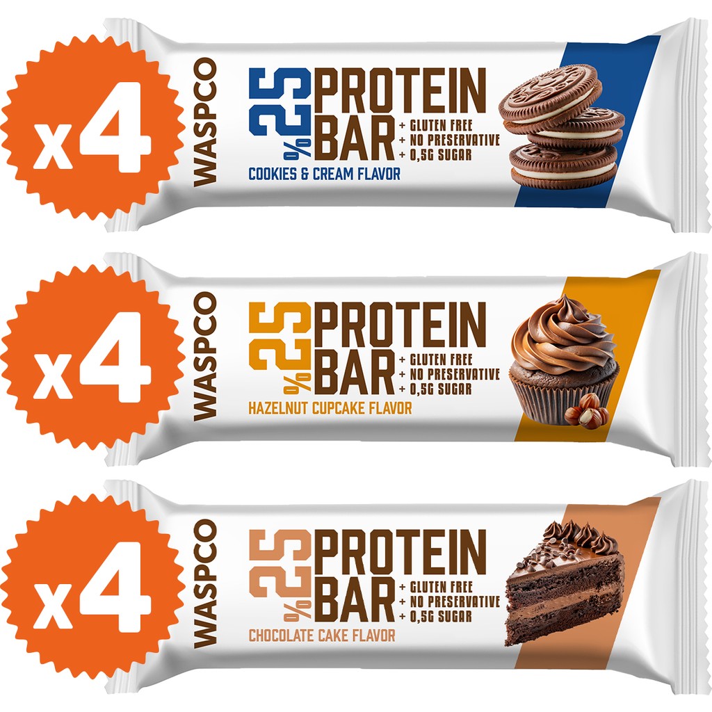 WaspCo Bitter Çikolata Kaplı Protein Bar Karma 36gr x 12 Adet (3 Çeşit) Diğer Fiyatı