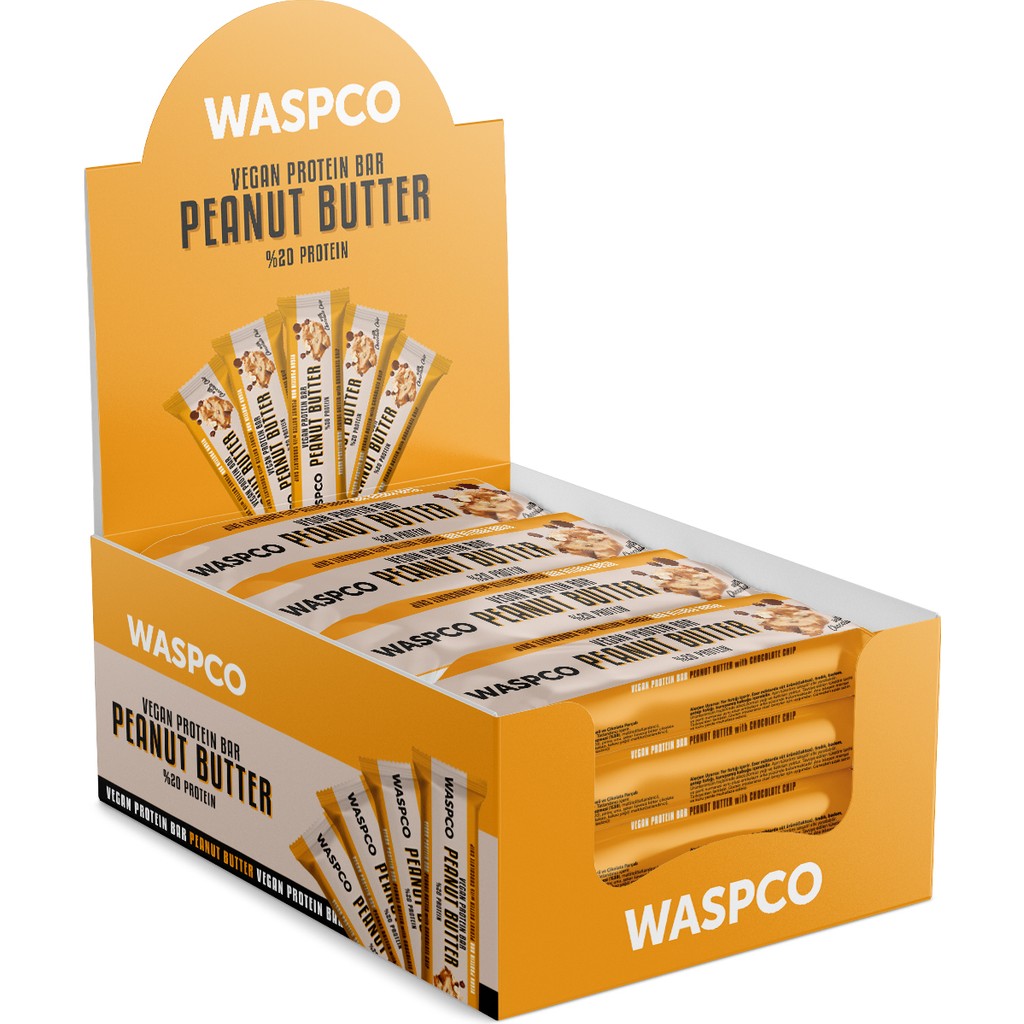 WaspCo Fıstık Ezmeli Çikolata Parçalı Vegan Protein Bar 40G x 12 Adet Diğer Fiyatı