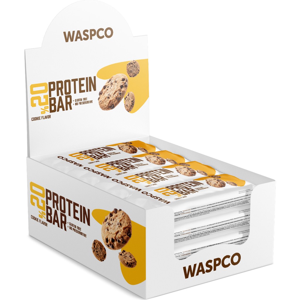 Waspco Kurabiye Aromalı Protein Bar 40g x 12 Adet Glutensiz ve Koruyucusuz Sağlıklı Atıştırmalık Giyim & İç Giyim Fiyatı