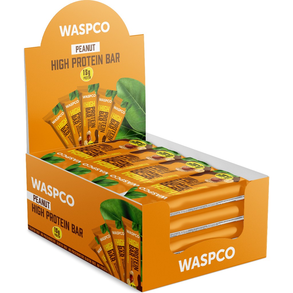 Waspco Yer Fıstıklı Yüksek Protein Bar 50g x 12 Adet Glutensiz ve Koruyucusuz İçeriklerle Diğer Fiyatı