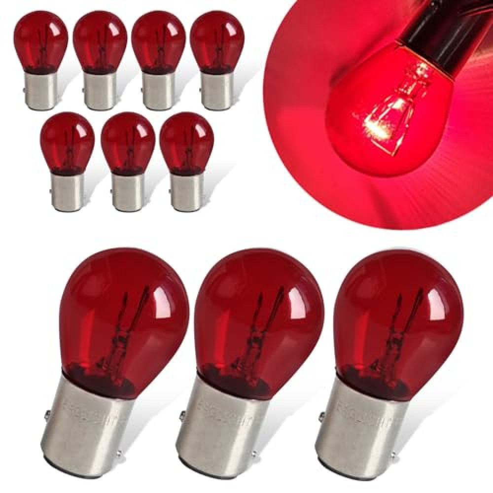 waswale 1157 12V 21/5W Stable Filament Structure Halogen Brake Light, BAY15D Interface Dual High Low Foot Bulb, Auxiliary Lighting Replacement Kit, for Cars Motorcycles (Red)