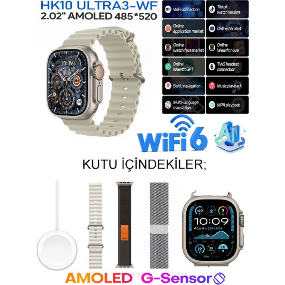 Watch Ultra 10 HK10 Ultra 13 Wi-Fi Modelli Tiktok,oyun,gps Yapay Zeka Tüm Telefonlara Uyumludur - Krem Oto Boyaları Fiyatı