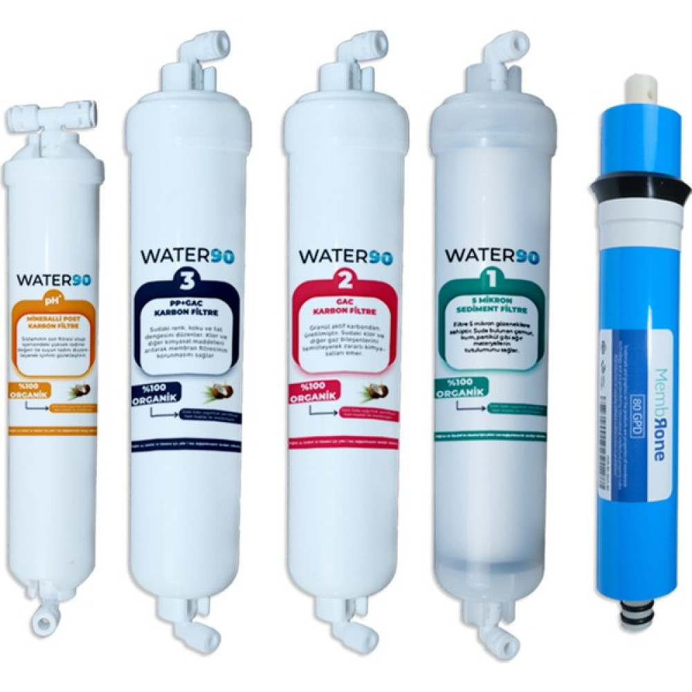 Water90 5'li Filtre Seti (Kolay Bağlantı Dirsekleri ve 1 Metre NSF® Onaylı Su Arıtma Hortumu Beraberinde) — Tüm Su Arıtma Cihazlarına Uyumlu Bahçe Makinesi Aksesuar & Yedek Parça Fiyatı