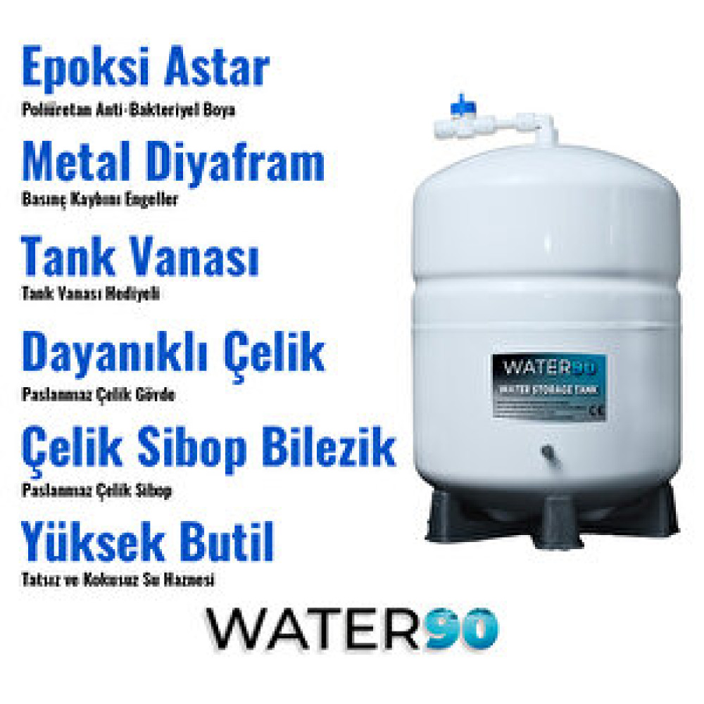 Water90 8 Litre (2,8 Galon) Anti-bakteriyel Metal Su Arıtma Tankı Su Arıtma Cihazı Fiyatı