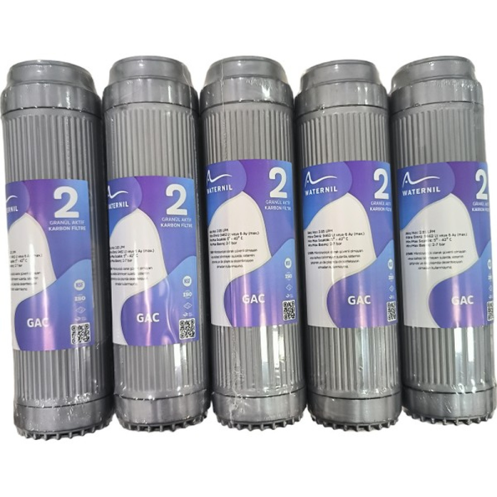 Waternil Su Arıtma Cihazı 2. Aşama Filtresi 5 Adet 10'' Inch Granül Aktif Karbon Filtre Gac Karbon Filtre Bahçe Makinesi Aksesuar & Yedek Parça Fiyatı