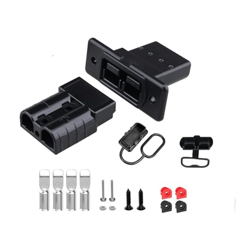 Waterproof 50 Amp Battery Quick Connect/Disconnect with Mounting Panel, 6-12 Gauge Jumper Cable Plug Anderson Connector Kit for Car, Winch and Trailer