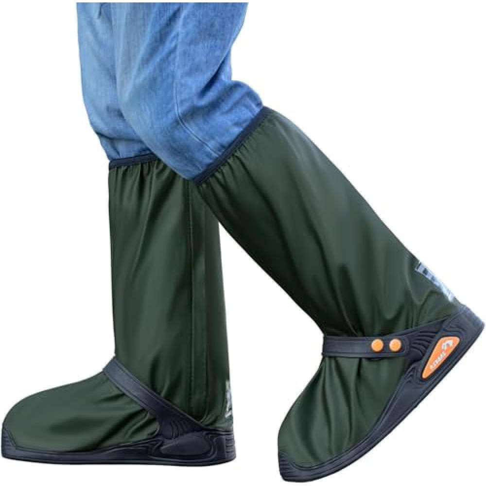 Waterproof Shoe Covers Rain Boot Shoe Cover Reusable & Foldable Shoe Cover for Rain With Non-Slip,Reflector Men and Women (Army Green, XL)