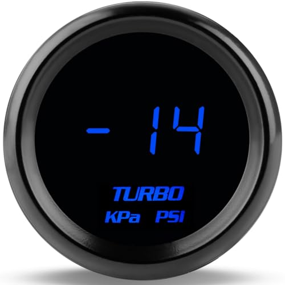 WATERWICH 2" 52mm Turbo Boost Gauge KPA/PSI Blue for Car Truck Marine Vehicle Automotive