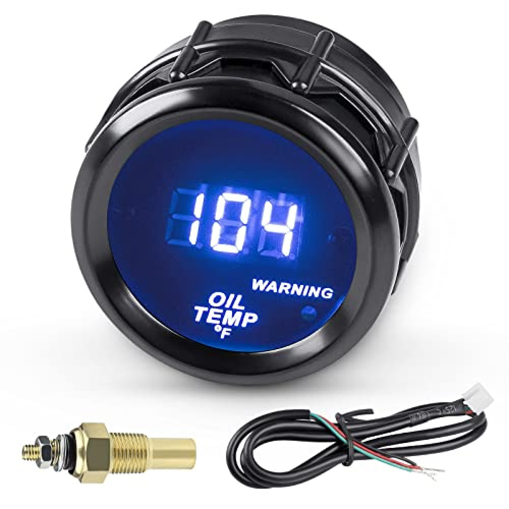 WATERWICH Oil Temp Temperature Gauge Meter Kit 104-302℉ DC12V 2inch 52mm with Sensor for Marine Car Truck Vehicle Automotive