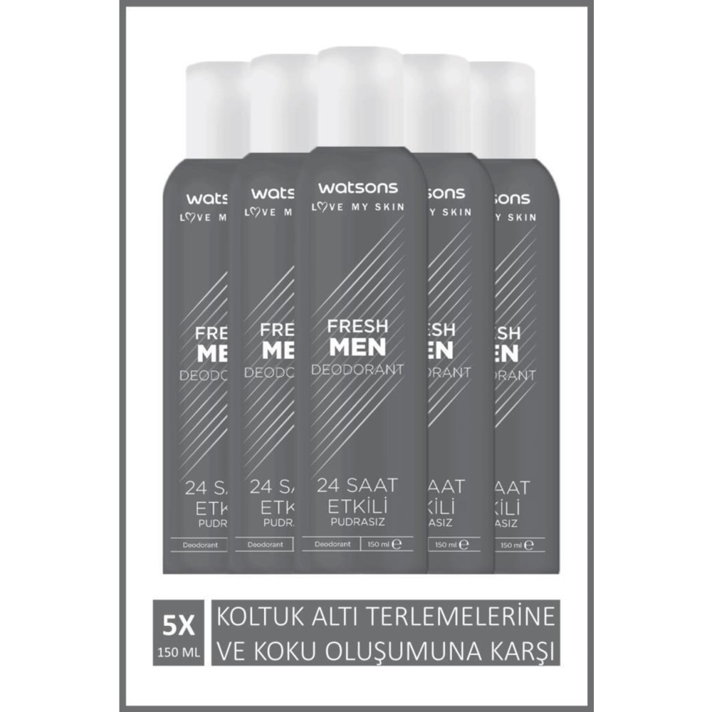 Watsons Fresh Men Pudrasız Deodorant Sprey 150 Ml X 5 Adet Deodorantlar Fiyatı