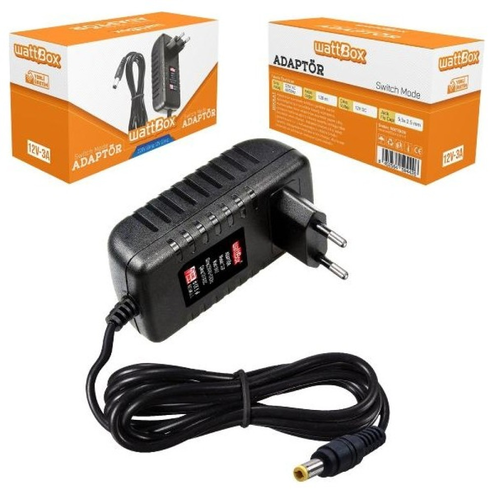 WattBox Adaptör 12V 3A - Uydu Modem LED Adaptörü Elektrikli El Aletleri Fiyatı