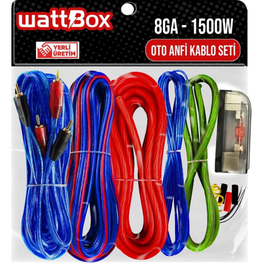 WattBox Oto Anfi Kablo Seti Full 8ga 1500W Wattbox Oto Görüntü Sistemleri Fiyatı