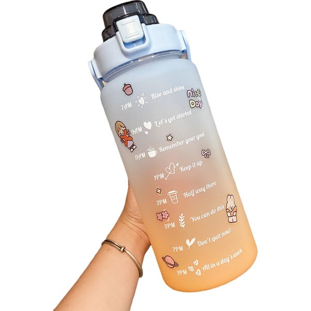 WB 2000 ml Büyük Kapasiteli Spor Su Şişesi (Yurt Dışından) - Mavi - Turuncu Suluk Fiyatı