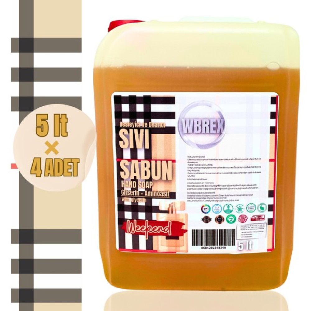 Wbrex Besleyici Sıvı El Sabunu Weekend Kokulu 5 lt x 4 adet - 20 lt Oto Boyaları Fiyatı