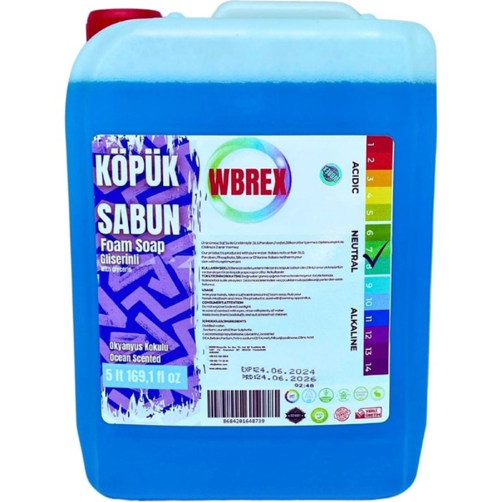 Wbrex Premium Gliserinli Köpük Sabun 5 Lt Ekonomik Boy Okyanus Kokulu Sabunlar Fiyatı