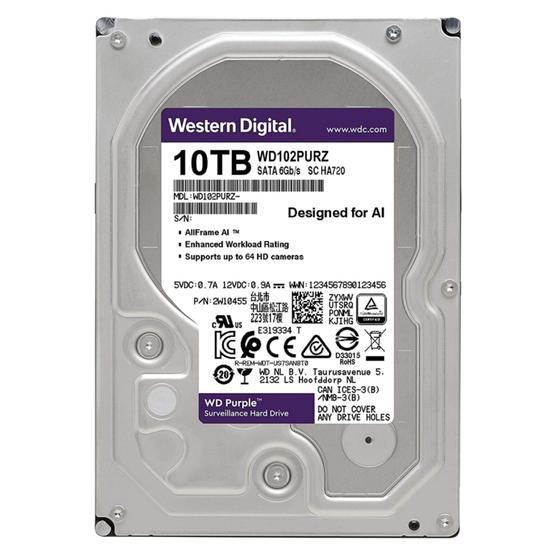 WD 10TB Purple WD102PURZ 7200 RPM 256MB Cache SATA 6.0Gb-S 3.5 Harddisk